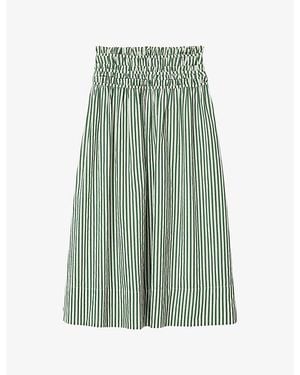 AllSaints Kali Stripe-Print Cotton Maxi Skirt - Green