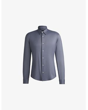 BOSS Long-Sleeved Stretch-Woven Shirt - Blue