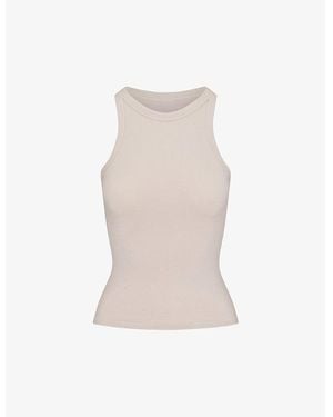 Skims Cotton Jersey Round-Neck Stretch-Cotton Tank Top - Natural