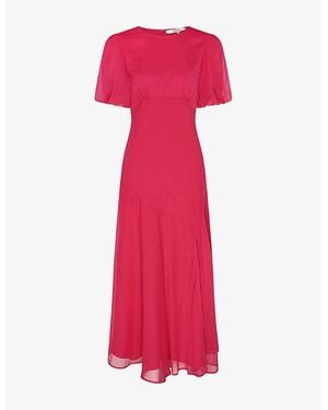 OMNES Nola Round-Neck Puff-Sleeve Woven Maxi Dress - Pink