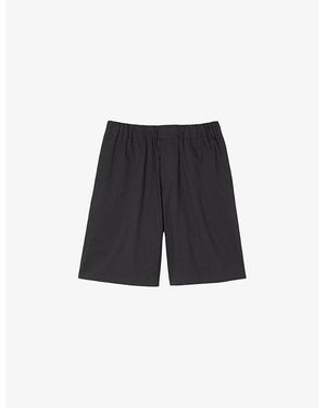 Sandro Relaxed-Fit Elasticated-Waist Stretch-Cotton Bermuda Shorts - Black