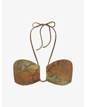 Skims Signature Swim Halter Bikini Top - Green