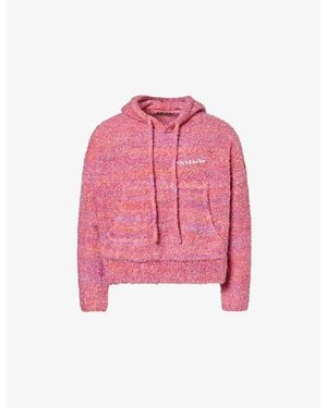 Cole Buxton Bouclé Intarsia-Logo Wool-Blend Hoody - Pink