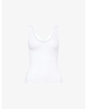 Cou Cou Intimates The Scoop-Neck Pointelle-Knit Cotton Tank Top - White
