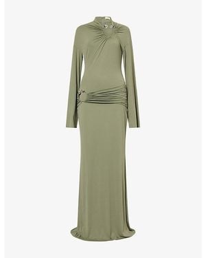 De La Vali Fortuna Asymmetric Jersey Maxi Dress - Green