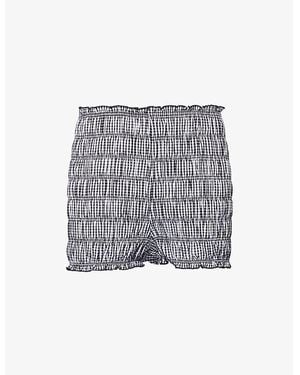 Amy Lynn Danica Gingham Cotton Shorts - Gray