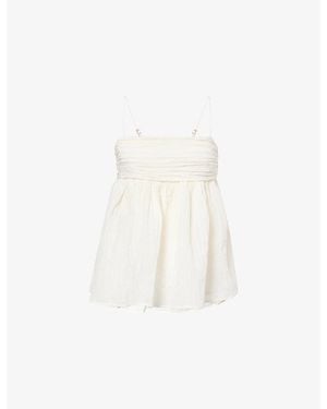 Dissh Casey Crinkle Cotton-Blend Top - White
