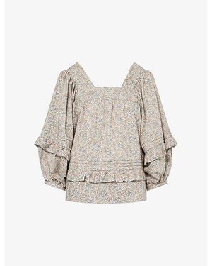 Skall Studio Hope Puff-Sleeve Cotton Blouse - White