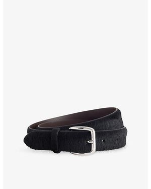 Nour Hammour Buckle Hair-On Leather Belt - Black