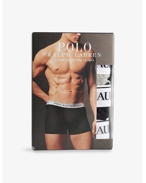 Polo Ralph Lauren Classic Branded-Waistband Pack Of Three Stretch-Cotton Boxer Trunks - Multicolour