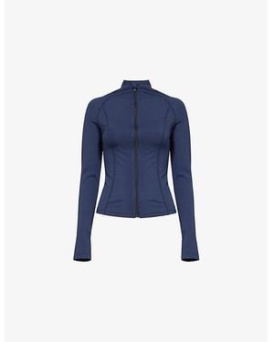 Sisterly Tribe Softsculpt Zip High-Neck Stretch-Woven Jacket - Blue