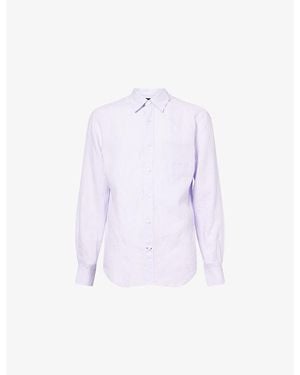 dunhill Pointed-Collar Regular-Fit Linen Shirt - Purple