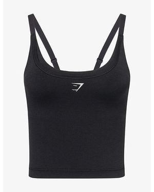 GYMSHARK Interval Seamless Midi Jersey Tank Top - Black