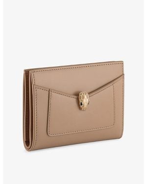 BVLGARI Serpenti Forever Folded Leather Card Holder - Natural