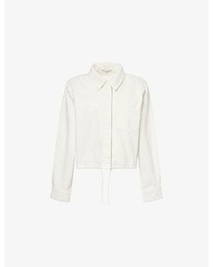 The Couture Club Shoulder Pad Cotton Denim Jacket - White