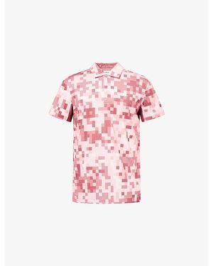 J.Lindeberg Dario Masters Graphic-Print Woven Polo Shirt - Pink