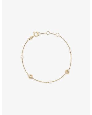 Astley Clarke Luna 14Ct- 0.062Ct Lab-Grown Diamond And Freshwater Pearl Bracelet - White