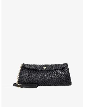 Dune Encourage Woven Faux-Leather Clutch Bag - Black