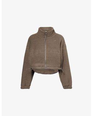 GYMSHARK Elevate Cropped Fleece Jacket - Brown