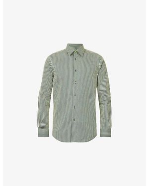 Paul Smith Striped Long-Sleeve Cotton And Silk Shirt - Green