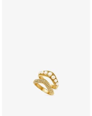 Missoma Pearl Baya 18Ct Plated Brass Stacking Ring Set - Metallic