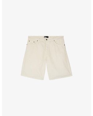 The Kooples Straight-Leg Branded-Patch Denim Shorts - Natural