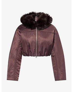 Peachy Den Faithfull Statement Hooded Shell Jacket - Red
