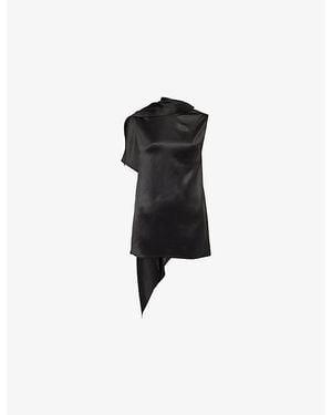Bottega Veneta Draped Sleeveless Silk Top - Black