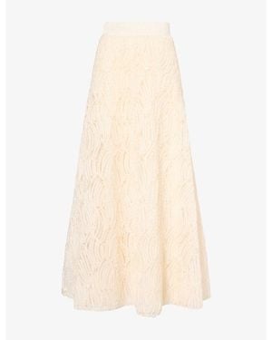 ME+EM Textured Tulle A-Line Woven Maxi Skirt - Natural