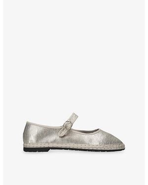 Flabelus Flor Leather Mary-Jane Flats - White