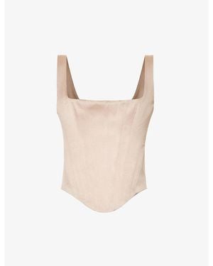 House Of Cb Rafa Curved-Hem Satin Top - White