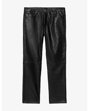 AllSaints Vini Straight-Leg Leather Trousers - Black
