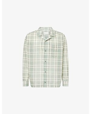 Ami Paris Boxy Check Cotton-Blend Shirt - White