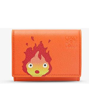 Loewe X Howl's Moving Castle Calcifer Leather Wallet - Orange