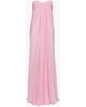 McQueen Draped Sweetheart-neck Silk Maxi Dress - Pink