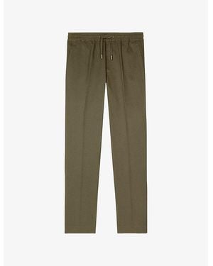 The Kooples Elasticated-Waist Straight-Leg Cotton Trousers - Green