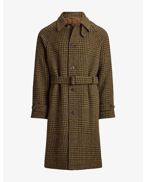Polo Ralph Lauren Glend Plaid Tweed Wool Balmacaan Coat - Green