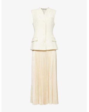 Jonathan Simkhai Georgina Pleat-Hem Woven Midi Dress - White