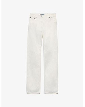 Prada Five-Pocket High-Rise Straight-Leg Denim Jeans - White