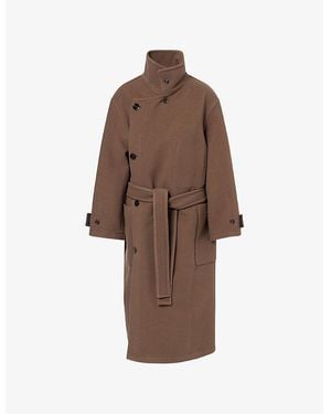 Lemaire Wrap Belted Wool Coat - Brown