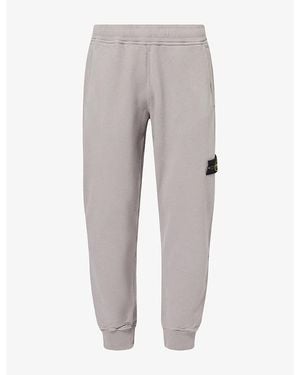 Stone Island Logo-Patch Tapered Cotton Jogging Bottoms - Grey