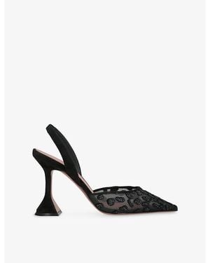 AMINA MUADDI Holli Slingback 95 Mesh Heeled Courts - Black