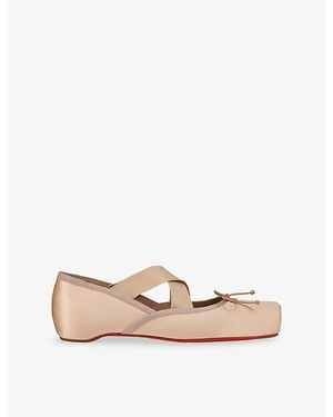 Christian Louboutin Cassiasticina Crepe Satin Flats - Natural
