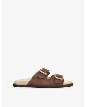 Brunello Cucinelli Two-Strap Suede Sandals - Brown
