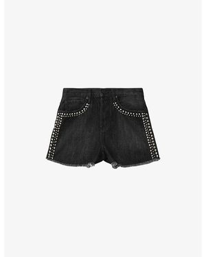 AllSaints Heidi Studded Denim Shorts - Black