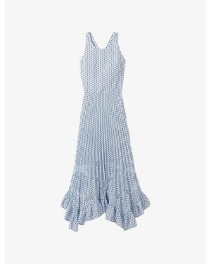 Claudie Pierlot Polka-Dot Sleeveless Woven Midi Dress - Blue