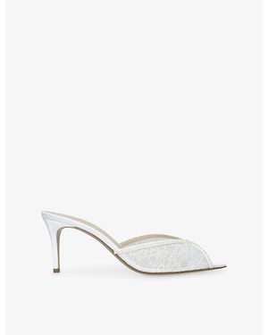 Andrea Wazen Katy 75 Lace And Satin Heeled Mules - White