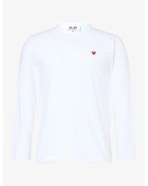 COMME DES GARÇONS PLAY Heart Motif-Logo Long-Sleeve Cotton T-Shirt - White