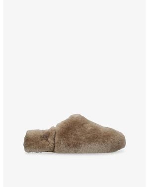 UGG Elea Fluffed Slip-On Shearling Slippers - Brown