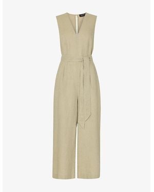 Whistles Belted Wide-Leg Linen Jumpsuit - Natural